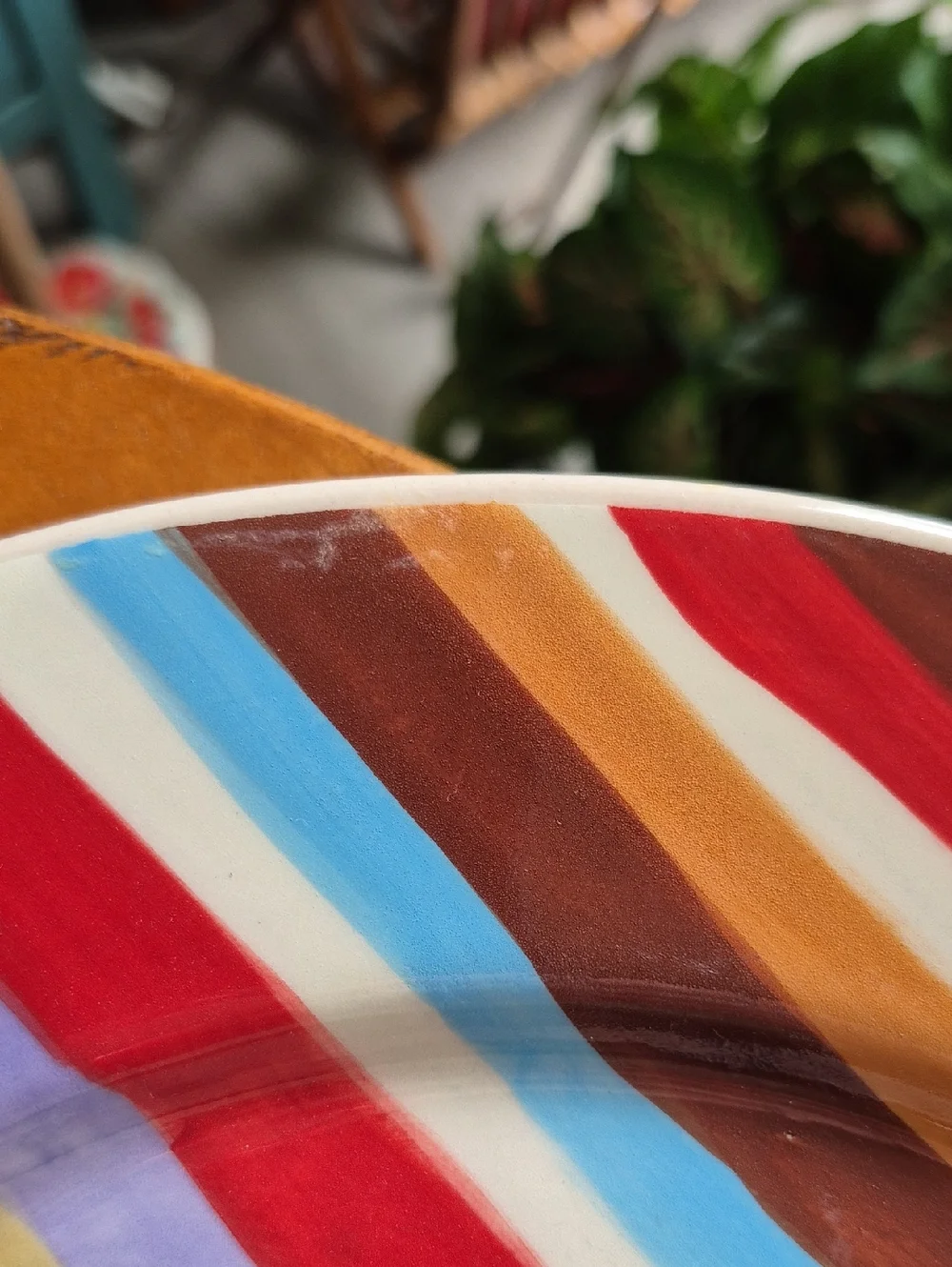 Pier 1 Urban Groove Striped Dinner Plates. Set Of 2